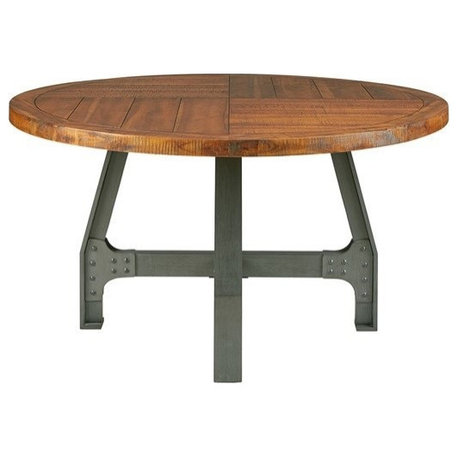 INK+IVY Lancaster Industrial Round Dining Table, Amber