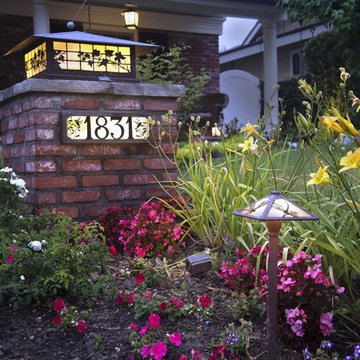 Column Mount, Illuminated House Number and Garden Light