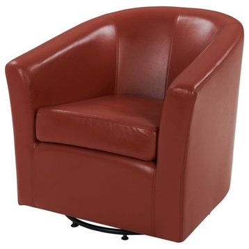 New Pacific Direct Hayden 17.5" Bonded Leather Swivel Chair in Pumpkin Orange