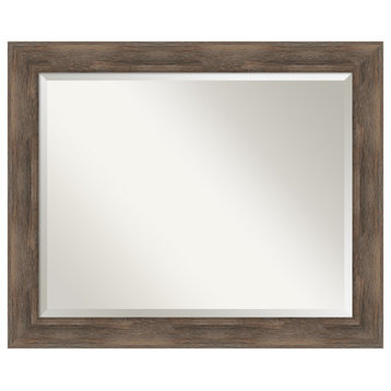 Hardwood Mocha Beveled Wood Wall Mirror 32.75 x 26.75 in.