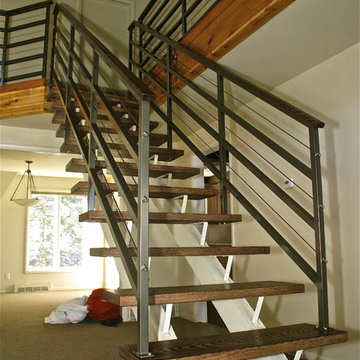 Modern Wood/Metal Railing and Staircase