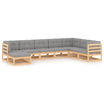 vidaXL Patio Lounge Set Outdoor Sectional Sofa Set 8 Piece Solid Wood Pine