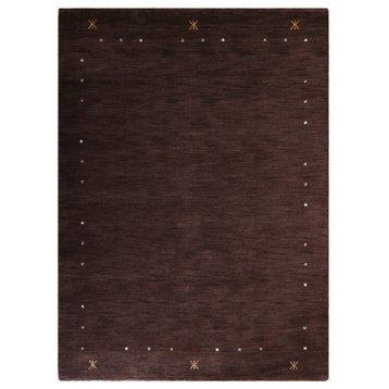 Hand Knotted Loom Wool Area Rug Contemporary Brown, [Rectangle] 6'7''x9'10''