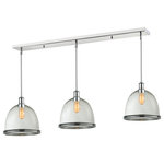 Z-LITE - Z-LITE 719P13-3CH 3 Light Island/Billiard Light - Z-LITE 719P13-3CH 3 Light Island/Billiard Light Fixture, ChromeThe vintage, warehouse loft design of this fixture adds a spacious touch of character for any home. A chrome finish paired with clear seedy glass shades allows this fixture to be perfect for the game room, or any other room of the house where a touch of character is needed. Collection: MasonFrame Finish: ChromeFrame Material: SteelShade Finish/Color: Clear SeedyShade Material: GlassDimension(in): 55(L) x 13(W) x 14(H)Chain Length(in): 9x12" + 3x6" + 3x3" RodsCord/Wire Length(in): 110"Bulb: (3)100W Medium base,Dimmable(INCLUDES 60 WATT VINTAGE BULB(S))UL Classification/Application: CUL/cETLu/Dry