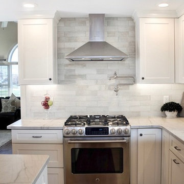 White Transitional Kitchen Stove View