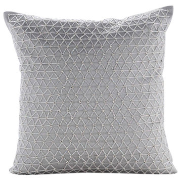 Silver Decorative Pillow Covers 18"x18" Silk, Silver Tower