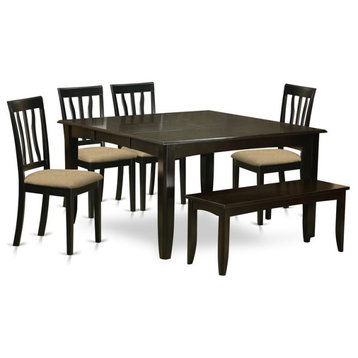 East West Furniture Parfait 6-piece Wood Dining Room Set in Cappuccino