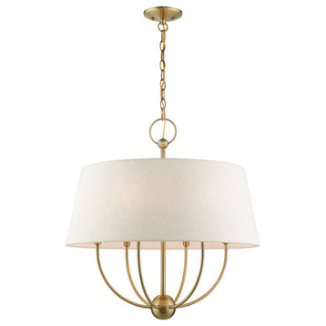 Antique Brass Transitional, English Country, Rustic, Casual Pendant Chandelier