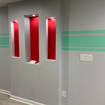 BASEMENT REMODEL QUEEN stair landing wall