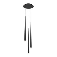 Cascade LED 3-Light Crystal Round Chandelier 3500K, Black