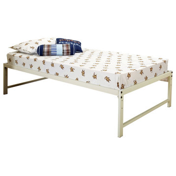 Pilaster Designs, White Metal Twin Size Day Bed, Daybed Frame With Metal Slats