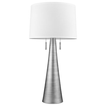 Acclaim Muse 2 Light Table Lamp, Pewter/Off-White Shantung