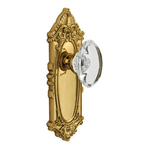 Grandeur Georgetown Rosette with Burgundy Crystal Knob 2.375 Bright Chrome Passage