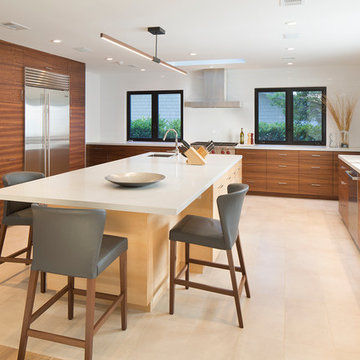Quarter Sawn Figured Walnut and Quarter Sawn Maple Frameless Kitchen