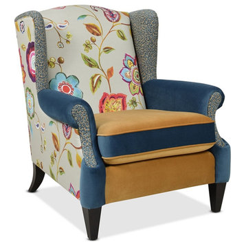 Maklaine Modern Fabric Arm Chair in Floral and Leopard Finish