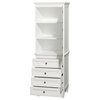 Acclaim Bathroom Linen Tower in White With Cabinet Storage and 4 Drawers