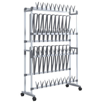 vidaXL Shoe Rack Shoe Storage Organizer Holder Shelf Stand with Wheels Silver
