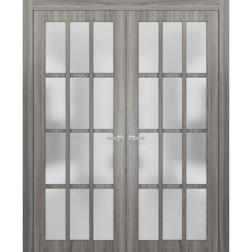 Solid French Double Doors 48 x 80 Glass | Felicia 3312 Ginger Ash Gray