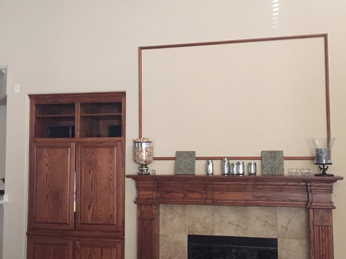 Dated Fireplace With High Ceiling Put Tv Over It