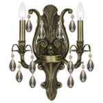 Crystorama - Dawson 2 Light Golden Teak Swarovski Strass Crystal Brass Sconce - Both timeless and transitional, the minimalist design makes the Dawson ideal for any space in the home.