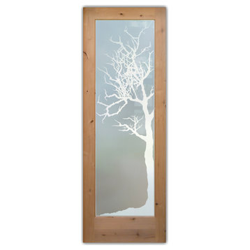 Front Door - Winter Tree - Alder Knotty - 36" x 96" - Book/Slab Door