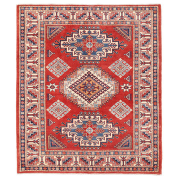 Pasargad Kazak Collection Hand-Knotted Wool Area Rug, 5'x6'