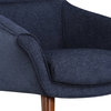 Waneta Chair and Ottoman, Midnight Blue Fabric With Medium Espresso Legs
