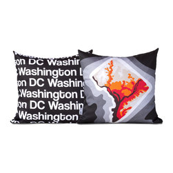 District of Columbia map pillow, charcoal orange - Decorative Pillows
