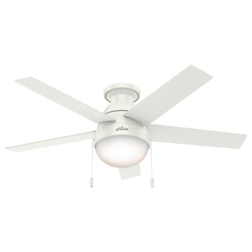 Hunter Fan Company  46" Anslee Low Profile  Ceiling Fan With Light, Fresh White