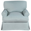 Sunset Trading Horizon T-Cushion Fabric Slipcover Chair & Ottoman in Ocean Blue