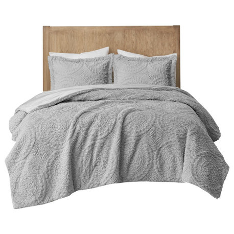 Madison Park Arya Medallion Faux Fur Plush Comforter Mini Set