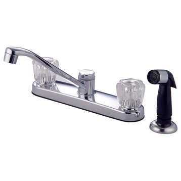 Two Handle Kitchen Faucet, Chrome, With Spray