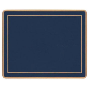 Lady Clare Screened Coasters, Oxford Blue, Set of 6, Made in England