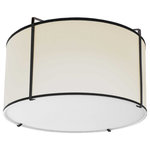 Dainolite - Flush Mount Trapezoid LED Ceiling Light, Black Frame/Cream Shade, 2-Light - Trapezoid Flush Mount 2 light Drum Fixture with Black Frame and Cream Shade. This 2 light LED compatible is recommended for the ceiling in a Foyer or Hall. It requires 2 incandescent bulbs, is covered by a 1 Year Warranty and is suitable for either a residental or commercial space.