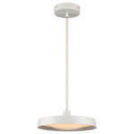 Elk Home - Nancy 13.75'' Wide LED Pendant Matte White - The generous size of this fixture makes it a perfect statement light for over your homes With the overall dimensions of 11.75W X 11.75D X 4H and a maximum height of 49 inches. This fixture comes with 6 feet of cord and (1) 6 inch (3) 12 inch extension rods which are adjustable to fit your needs. Uses 18 watt Integrated LED giving off 1800 lumen 3000K and 90CRI. This fixture uses approx. 32.85 kilowatts annually and only approximately $3.92 yearly to run that is only .27 cents per month for each LED!! (based on 10 hours a day usage at national average) The conservative design of the Nancy collection allows for such versatility in styling. The puck shaped metal shade holds a frosted glass diffuser, sleek lines finished in matte black compliment and finish off the look. The Nancy collection can be used in a variety of designs including Contemporary, Modern, Japandi, and more.
