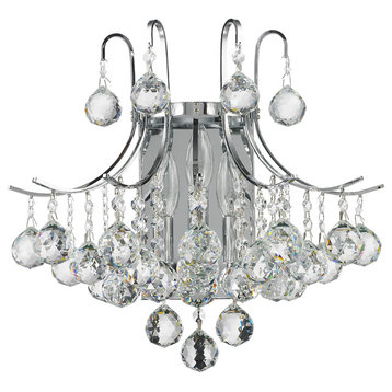Modern Empire 3-Lights Chrome Finish Clear Crystal Ball Wall Sconce