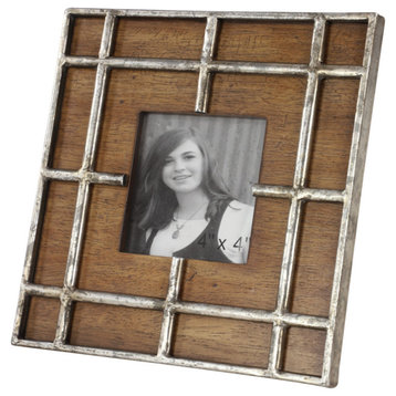 Brown Wood Industrial Photo Frame, 9"x9"x1"
