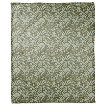 Green Dainty Floral 50x60 Coral Fleece Blanket