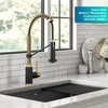 Bolden Commercial Style 2-Function Pull-Down 1-Handle 1-Hole Kitchen Faucet, Brushed Brass/ Matte Black