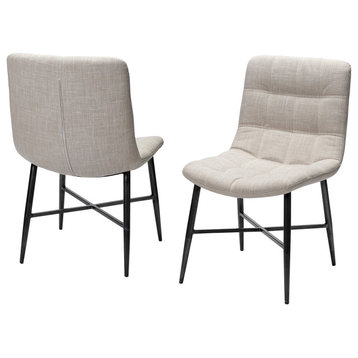 Barrow Beige Fabric Seat With Black Metal Frame Dining Chair (Set of 2)
