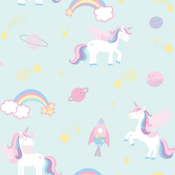 Unicorns, rockets and rainbows, Over the Rainbow Collection, Teal