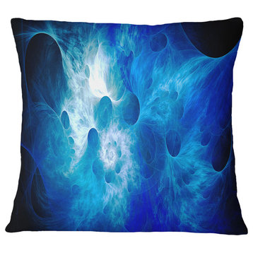 Fractal Blue Smoke Floral Throw Pillow, 16"x16"