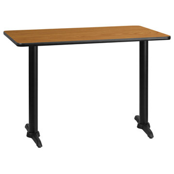 30''x42'' Rectangular Natural Laminate Table Top,5''x22'' Table Height Bases