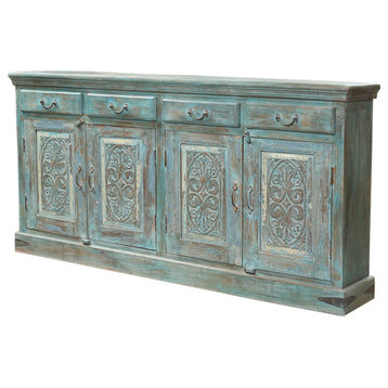Hutchinson Rustic Solid Wood 4 Drawer Large Sideboard Cabinet