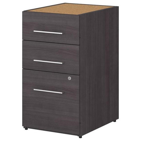 Office 500 16W 3 Drawer File Cabinet in Storm Gray - Engineered Wood