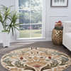 Elise Transitional Floral Ivory Round Area Rug, 5' Round