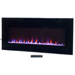 Northwest - Wall-Mounted Electric Fireplace With Remote, LED Fire and Ice Flame, 36" - Form and function align perfectly with this sleek electric fireplace. Take full control over the temperature of your living space with the convenient two-heat setting or no-heat option, then adjust the LED-colored flame to set the mood. This fireplace is elegantly designed with black glass to add a touch of modern style and sleek design to your home.