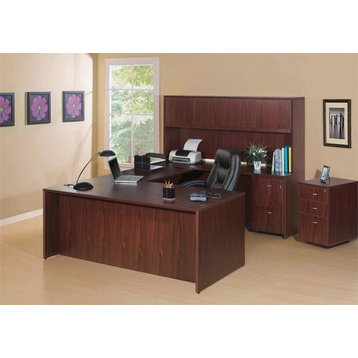 Lorell Essentials Series Mahogany Reception Desk, Top, 72"x36"x42.5" Desk