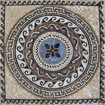 Greco-Roman Floral Mosaic - Dela, 35" X 35"