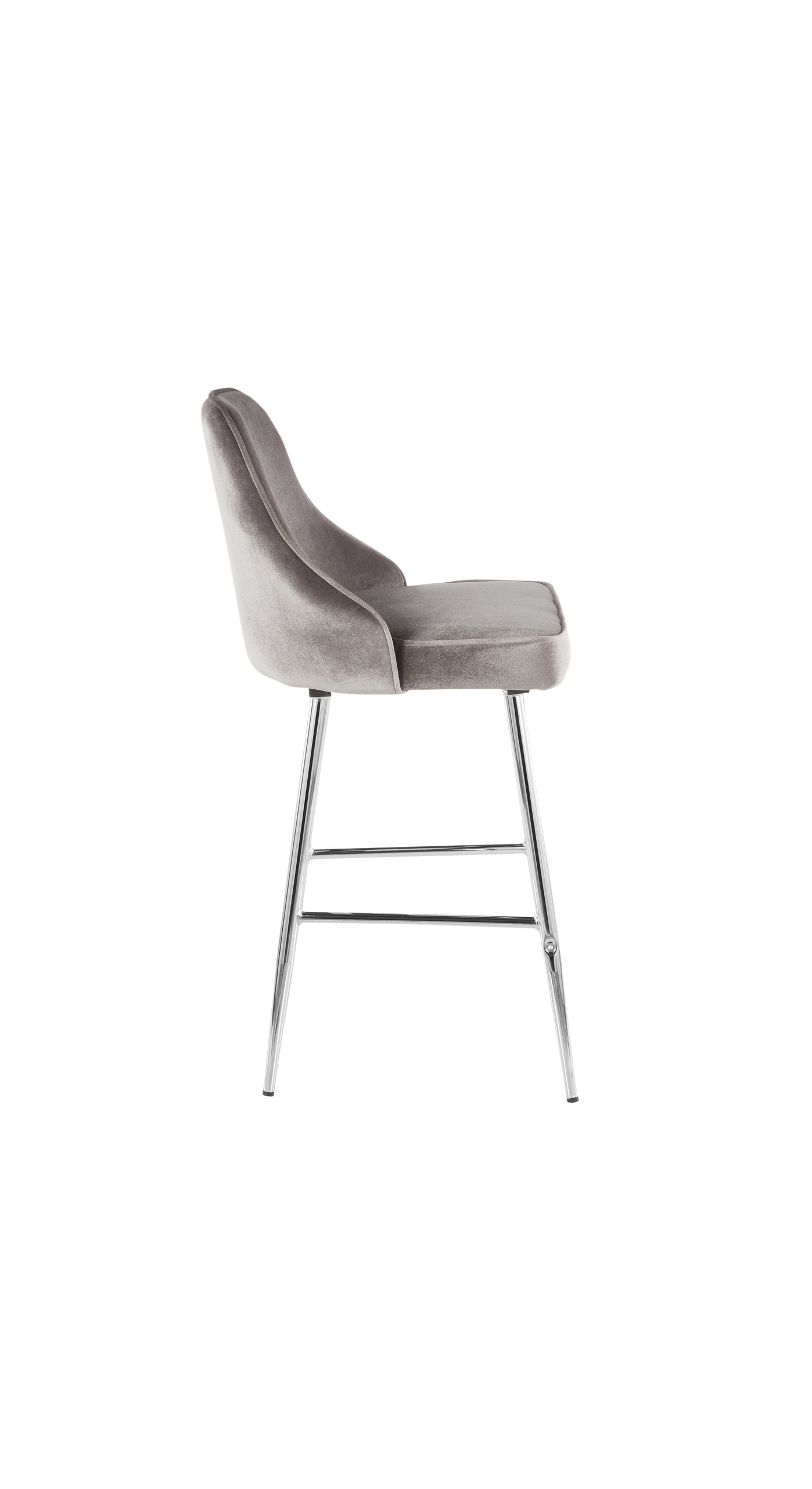 Lumisource Marcel Counter Stool, Chrome and Silver Velvet, Set of 2